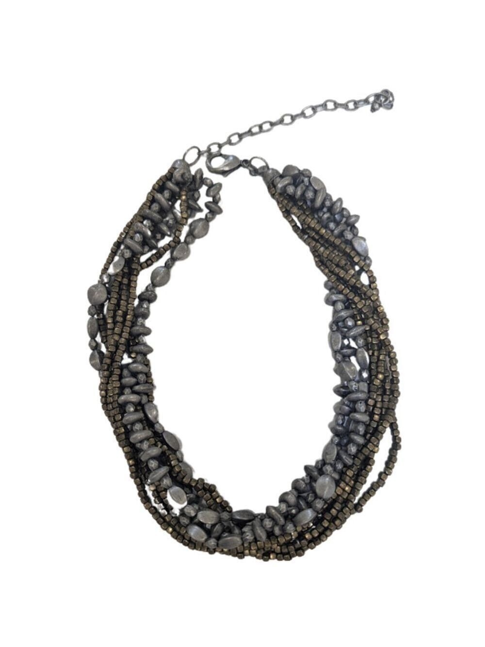 Dark Fairy Beaded Necklace | Smoky Stone & Antique Gold Mystic Soft Goth Jewelry